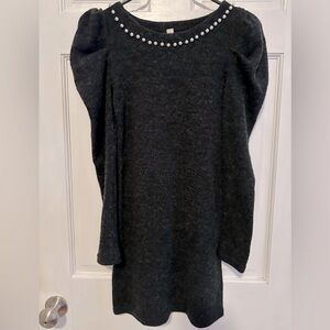 Black Sweater Dress with Pearl Accents